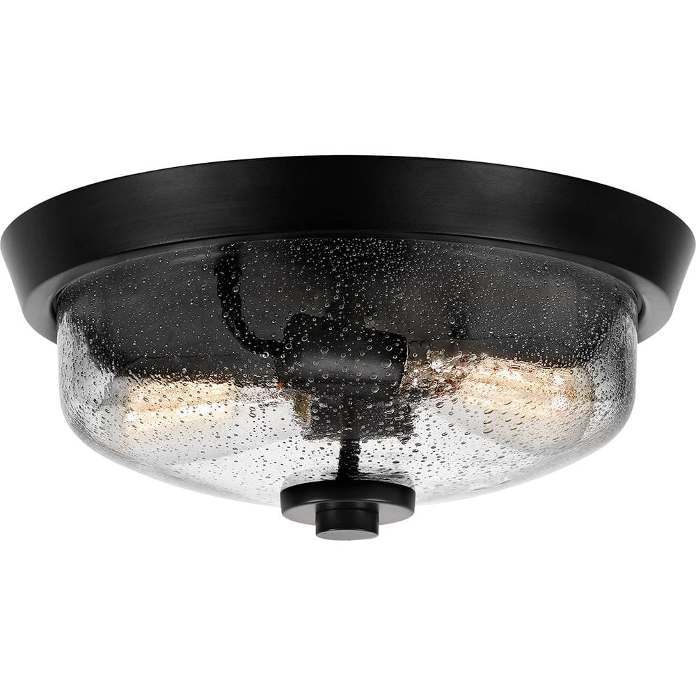 Radius 13 in. 2-Light Earth Black Flush Mount by Quoizel 3 Radius 13 in. 2-Light Earth Black Flush Mount by Quoizel