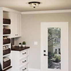 Radius 14.75 in. 3-Light Earth Black Flush Mount by Quoizel -Quoizel Sales earth black quoizel flush mount lights qf3415ek 1f 1000