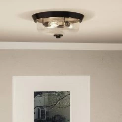 Radius 14.75 in. 3-Light Earth Black Flush Mount by Quoizel -Quoizel Sales earth black quoizel flush mount lights qf3415ek 31 1000