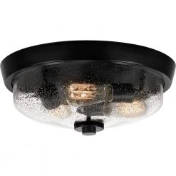 Radius 14.75 in. 3-Light Earth Black Flush Mount by Quoizel