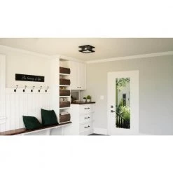 Beck 2-Light Earth Black Flush Mount with Clear Glass by Quoizel -Quoizel Sales earth black quoizel flush mount lights qfl5347ek 31 1000