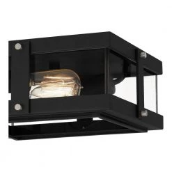 Beck 2-Light Earth Black Flush Mount with Clear Glass by Quoizel -Quoizel Sales earth black quoizel flush mount lights qfl5347ek 44 1000