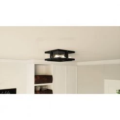 Beck 2-Light Earth Black Flush Mount with Clear Glass by Quoizel -Quoizel Sales earth black quoizel flush mount lights qfl5347ek e1 1000