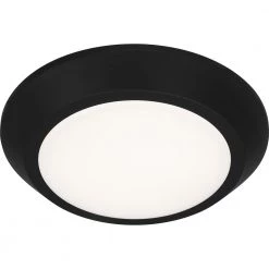 Verge 5.5 in. Earth Black LED Flush Mount with White Acrylic Shade by Quoizel -Quoizel Sales earth black quoizel flush mount lights vrg1605ek 1f 1000