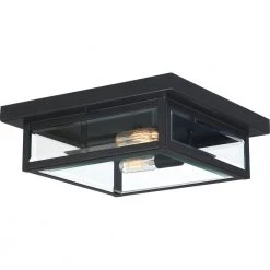 Westover 2-Light Earth Black Flush Mount with Clear Beveled Glass by Quoizel