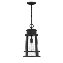 Dunham 1-Light Earth Black Outdoor Pendant Light by Quoizel -Quoizel Sales earth black quoizel outdoor pendant lights dnm1910ek 4f 1000