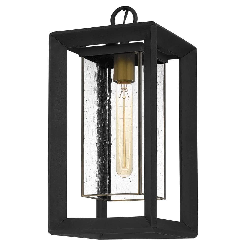 Infinger 9 in. 1-Light Earth Black Outdoor Pendant-Light with Clear Seeded Glass by Quoizel 8 Infinger 9 in. 1-Light Earth Black Outdoor Pendant-Light with Clear Seeded Glass by Quoizel - Image 6