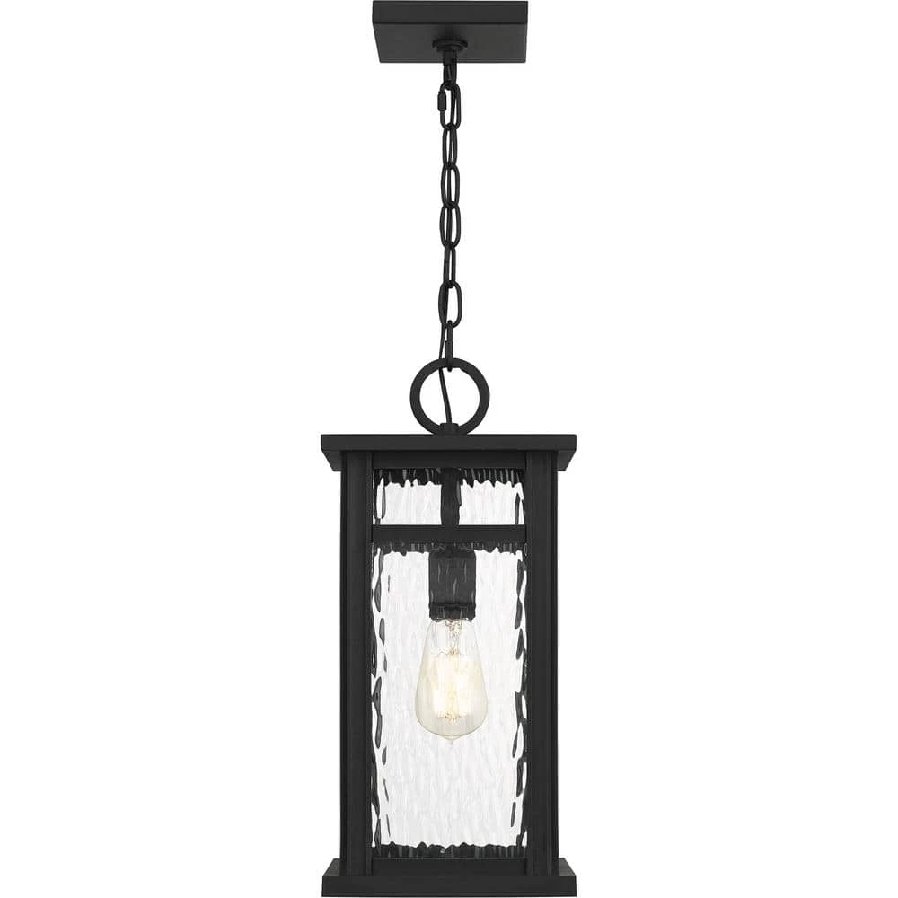 Moira 8.25 in. 1-Light Earth Black Outdoor Pendant-Light with Clear Water Glass by Quoizel 7 Moira 8.25 in. 1-Light Earth Black Outdoor Pendant-Light with Clear Water Glass by Quoizel - Image 5