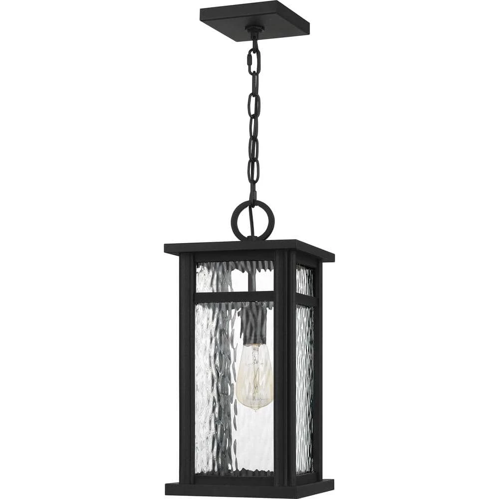 Moira 8.25 in. 1-Light Earth Black Outdoor Pendant-Light with Clear Water Glass by Quoizel 6 Moira 8.25 in. 1-Light Earth Black Outdoor Pendant-Light with Clear Water Glass by Quoizel - Image 4