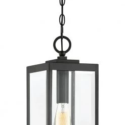 Westover 1-Light Black Outdoor Pendant Light by Quoizel -Quoizel Sales earth black quoizel outdoor pendant lights wvr1907ek e1 1000