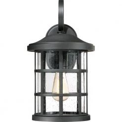 Crusade 1-Light Black Outdoor Wall Lantern Sconce by Quoizel -Quoizel Sales earth black quoizel outdoor sconces cse8410ek 4f 1000