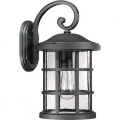 Crusade 1-Light Black Outdoor Wall Lantern Sconce by Quoizel -Quoizel Sales earth black quoizel outdoor sconces cse8410ek c3 1000