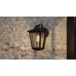 Darius 1-Light Black Outdoor Wall Lantern Sconce by Quoizel -Quoizel Sales earth black quoizel outdoor sconces drs8407ek fa 1000