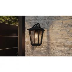 Darius 1-Light Black Outdoor Wall Lantern Sconce by Quoizel -Quoizel Sales earth black quoizel outdoor sconces drs8409ek fa 1000