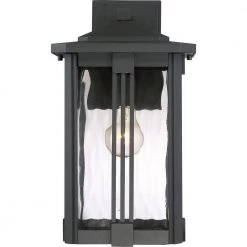 Everglade 1-Light Black Outdoor Wall Lantern Sconce by Quoizel -Quoizel Sales earth black quoizel outdoor sconces evg8409ek 4f 1000