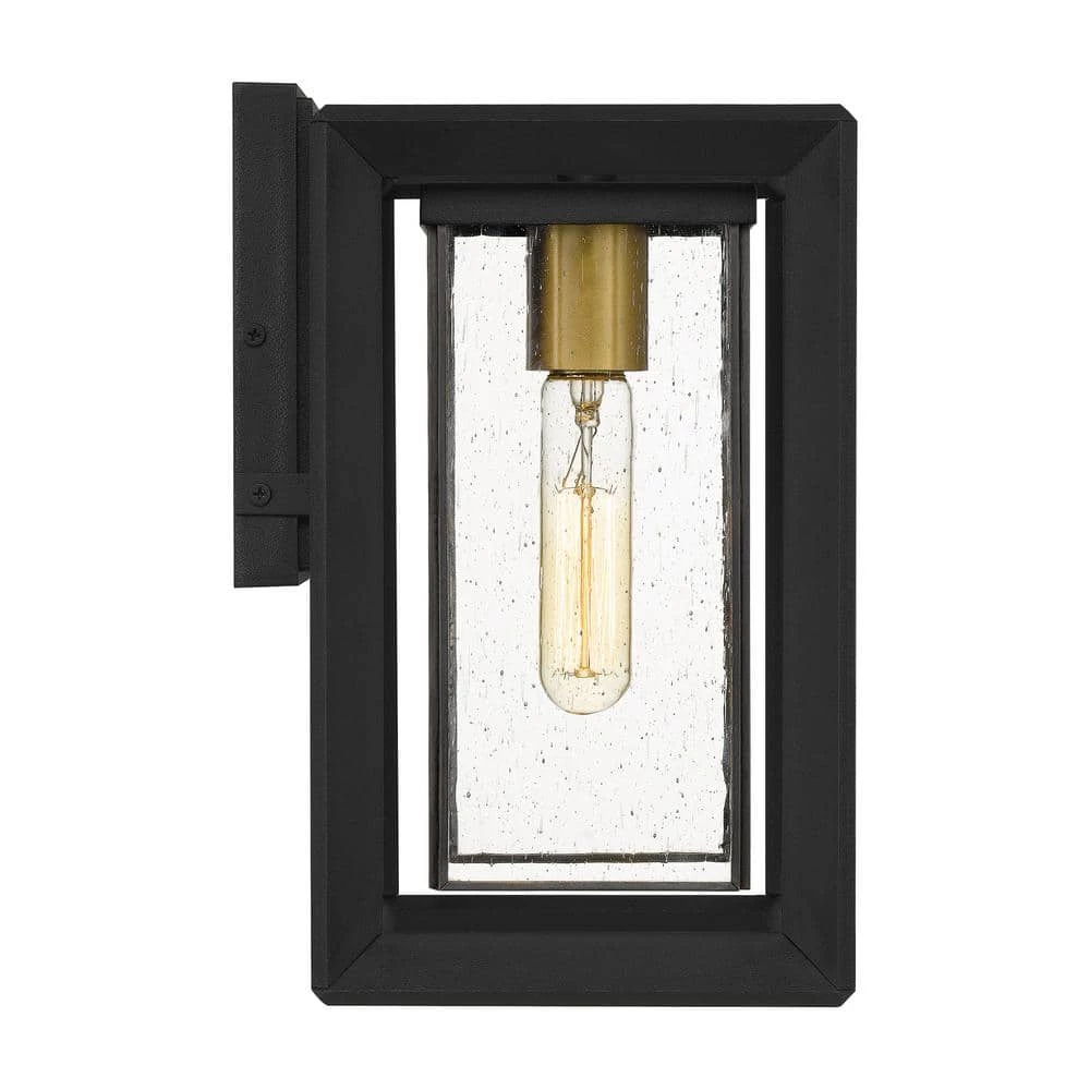 Infinger 7 in. 1-Light Earth Black Outdoor Wall Lantern Sconce with Clear Seeded Glass by Quoizel 9 Infinger 7 in. 1-Light Earth Black Outdoor Wall Lantern Sconce with Clear Seeded Glass by Quoizel - Image 7