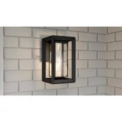 Infinger 7 in. 1-Light Earth Black Outdoor Wall Lantern Sconce with Clear Seeded Glass by Quoizel 12 Infinger 7 in. 1-Light Earth Black Outdoor Wall Lantern Sconce with Clear Seeded Glass by Quoizel -Quoizel Sales earth black quoizel outdoor sconces inf8407ek 40 1000