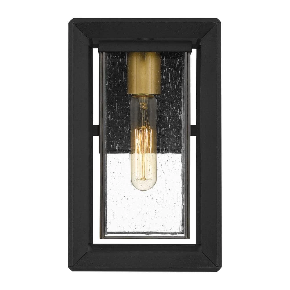 Infinger 7 in. 1-Light Earth Black Outdoor Wall Lantern Sconce with Clear Seeded Glass by Quoizel 8 Infinger 7 in. 1-Light Earth Black Outdoor Wall Lantern Sconce with Clear Seeded Glass by Quoizel - Image 6