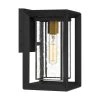 Infinger 7 in. 1-Light Earth Black Outdoor Wall Lantern Sconce with Clear Seeded Glass by Quoizel