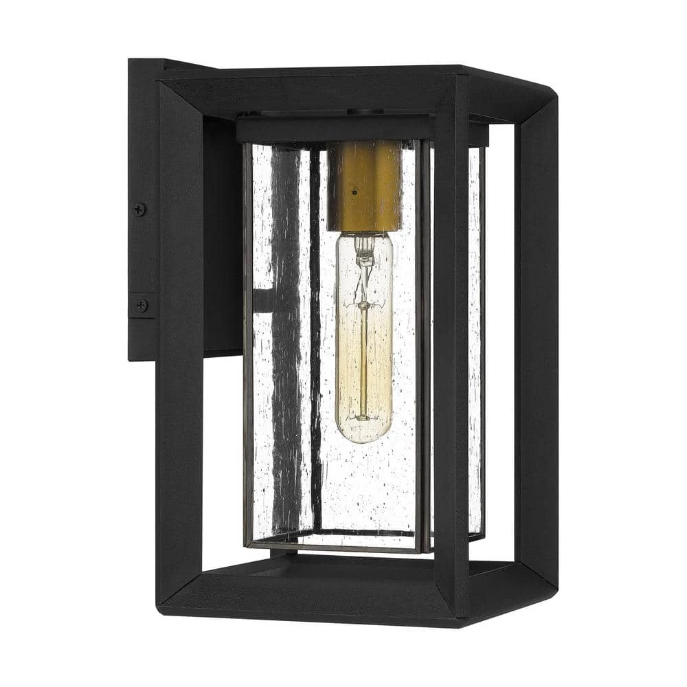 Infinger 7 in. 1-Light Earth Black Outdoor Wall Lantern Sconce with Clear Seeded Glass by Quoizel 7 Infinger 7 in. 1-Light Earth Black Outdoor Wall Lantern Sconce with Clear Seeded Glass by Quoizel - Image 5