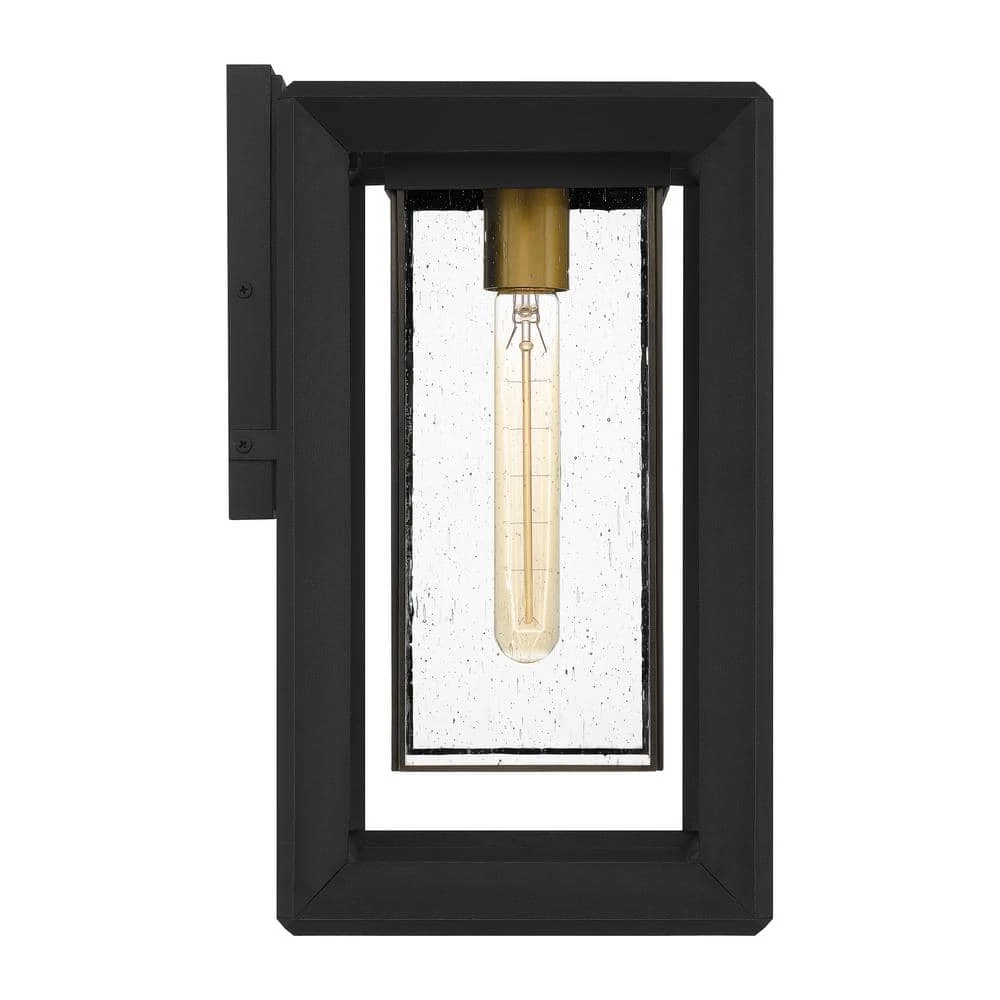 Infinger 9 in. 1-Light Earth Black Outdoor Wall Lantern Sconce with Clear Seeded Glass by Quoizel 9 Infinger 9 in. 1-Light Earth Black Outdoor Wall Lantern Sconce with Clear Seeded Glass by Quoizel - Image 7