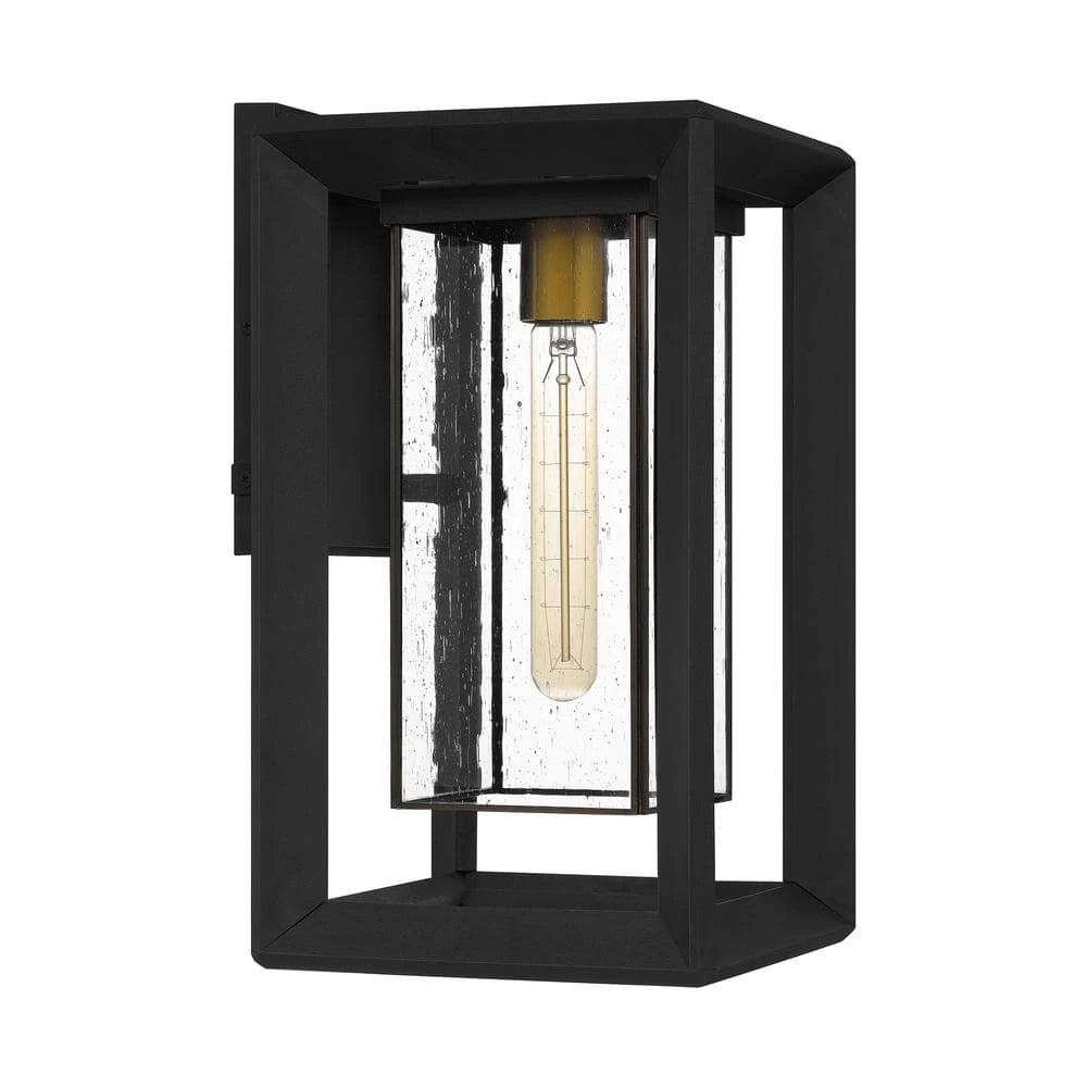 Infinger 9 in. 1-Light Earth Black Outdoor Wall Lantern Sconce with Clear Seeded Glass by Quoizel 7 Infinger 9 in. 1-Light Earth Black Outdoor Wall Lantern Sconce with Clear Seeded Glass by Quoizel - Image 5