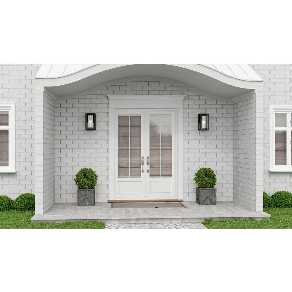 Infinger 9 in. 1-Light Earth Black Outdoor Wall Lantern Sconce with Clear Seeded Glass by Quoizel 4 Infinger 9 in. 1-Light Earth Black Outdoor Wall Lantern Sconce with Clear Seeded Glass by Quoizel - Image 2