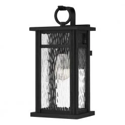 Moira 7.75 in. 1-Light Earth Black Outdoor Wall Lantern Sconce with Clear Water Glass by Quoizel -Quoizel Sales earth black quoizel outdoor sconces moi8408ek c3 1000