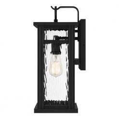 Moira 9.25 in. 1-Light Earth Black Outdoor Wall Lantern Sconce with Clear Water Glass by Quoizel -Quoizel Sales earth black quoizel outdoor sconces moi8409ek 1f 1000