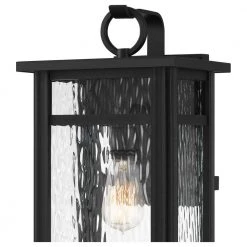 Moira 9.25 in. 1-Light Earth Black Outdoor Wall Lantern Sconce with Clear Water Glass by Quoizel -Quoizel Sales earth black quoizel outdoor sconces moi8409ek 44 1000