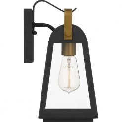 O'Leary 6 in. 1-Light Earth Black Outdoor Wall Lantern Sconce with Clear Glass by Quoizel -Quoizel Sales earth black quoizel outdoor sconces oly8406ek 1f 1000