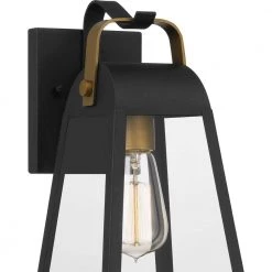 O'Leary 6 in. 1-Light Earth Black Outdoor Wall Lantern Sconce with Clear Glass by Quoizel -Quoizel Sales earth black quoizel outdoor sconces oly8406ek 44 1000