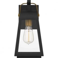 O'Leary 6 in. 1-Light Earth Black Outdoor Wall Lantern Sconce with Clear Glass by Quoizel -Quoizel Sales earth black quoizel outdoor sconces oly8406ek 4f 1000