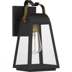 O'Leary 6 in. 1-Light Earth Black Outdoor Wall Lantern Sconce with Clear Glass by Quoizel -Quoizel Sales earth black quoizel outdoor sconces oly8406ek c3 1000