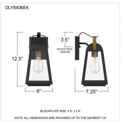 O'Leary 6 in. 1-Light Earth Black Outdoor Wall Lantern Sconce with Clear Glass by Quoizel -Quoizel Sales earth black quoizel outdoor sconces oly8406ek fa 1000