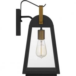O'Leary 7.5 in. 1-Light Earth Black Outdoor Wall Lantern Sconce with Clear Glass by Quoizel -Quoizel Sales earth black quoizel outdoor sconces oly8408ek 1f 1000