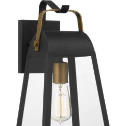 O'Leary 7.5 in. 1-Light Earth Black Outdoor Wall Lantern Sconce with Clear Glass by Quoizel -Quoizel Sales earth black quoizel outdoor sconces oly8408ek 44 1000