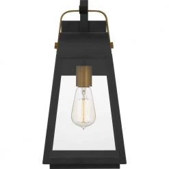 O'Leary 7.5 in. 1-Light Earth Black Outdoor Wall Lantern Sconce with Clear Glass by Quoizel -Quoizel Sales earth black quoizel outdoor sconces oly8408ek 4f 1000