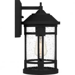 Quincy 7 in. 1-Light Earth Black Outdoor Wall Lantern Sconce with Clear Seeded Glass by Quoizel -Quoizel Sales earth black quoizel outdoor sconces quy8407ek 1f 1000