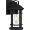 Quincy 7 in. 1-Light Earth Black Outdoor Wall Lantern Sconce with Clear Seeded Glass by Quoizel -Quoizel Sales earth black quoizel outdoor sconces quy8407ek 64 1000