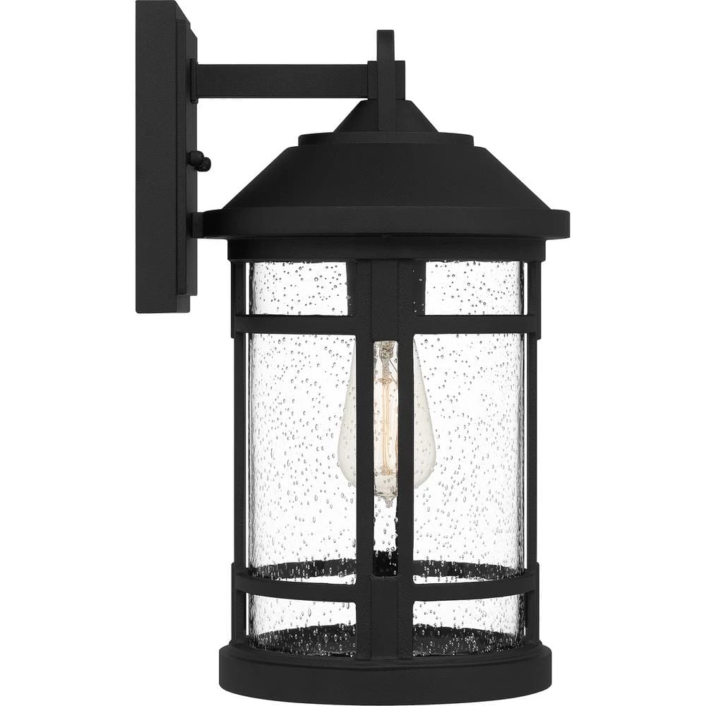 Quincy 8.5 in. 1-Light Earth Black Outdoor Wall Lantern Sconce with Clear Seeded Glass by Quoizel 9 Quincy 8.5 in. 1-Light Earth Black Outdoor Wall Lantern Sconce with Clear Seeded Glass by Quoizel - Image 7