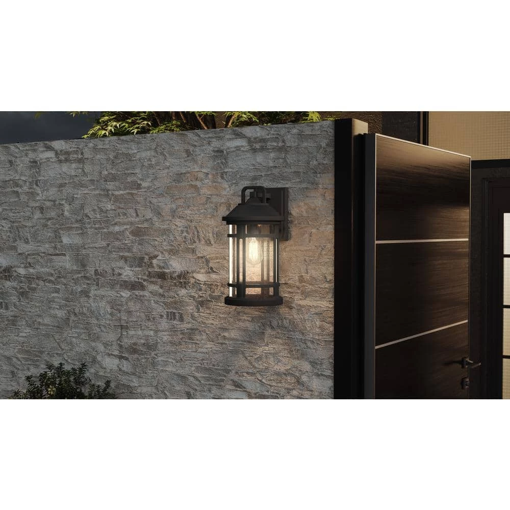 Quincy 8.5 in. 1-Light Earth Black Outdoor Wall Lantern Sconce with Clear Seeded Glass by Quoizel 5 Quincy 8.5 in. 1-Light Earth Black Outdoor Wall Lantern Sconce with Clear Seeded Glass by Quoizel - Image 3