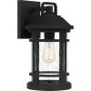 Quincy 8.5 in. 1-Light Earth Black Outdoor Wall Lantern Sconce with Clear Seeded Glass by Quoizel -Quoizel Sales earth black quoizel outdoor sconces quy8409ek 64 1000