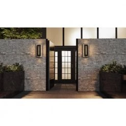 Tate 8 in. Earth Black LED Outdoor Wall Lantern Sconce by Quoizel -Quoizel Sales earth black quoizel outdoor sconces tte8308ek 31 1000