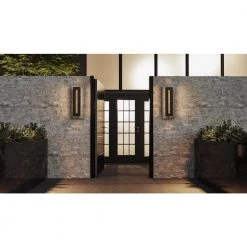 Tate 8 in. Earth Black LED Outdoor Wall Lantern Sconce by Quoizel -Quoizel Sales earth black quoizel outdoor sconces tte8408ek 31 1000