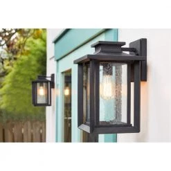 Wakefield 1-Light Earth Black Outdoor Wall Lantern Sconce by Quoizel -Quoizel Sales earth black quoizel outdoor sconces wkf8409ek 44 1000