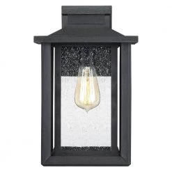 Wakefield 1-Light Earth Black Outdoor Wall Lantern Sconce by Quoizel -Quoizel Sales earth black quoizel outdoor sconces wkf8409ek 4f 1000