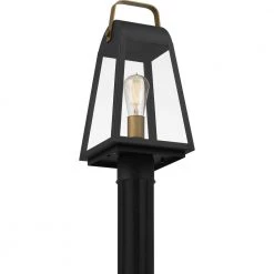 O'Leary 7.5 in. 1-Light Earth Black Outdoor Post Light Kit with Clear Glass by Quoizel -Quoizel Sales earth black quoizel post light sets oly9008ek 44 1000