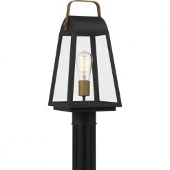 O'Leary 7.5 in. 1-Light Earth Black Outdoor Post Light Kit with Clear Glass by Quoizel