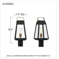O'Leary 7.5 in. 1-Light Earth Black Outdoor Post Light Kit with Clear Glass by Quoizel -Quoizel Sales earth black quoizel post light sets oly9008ek 76 1000